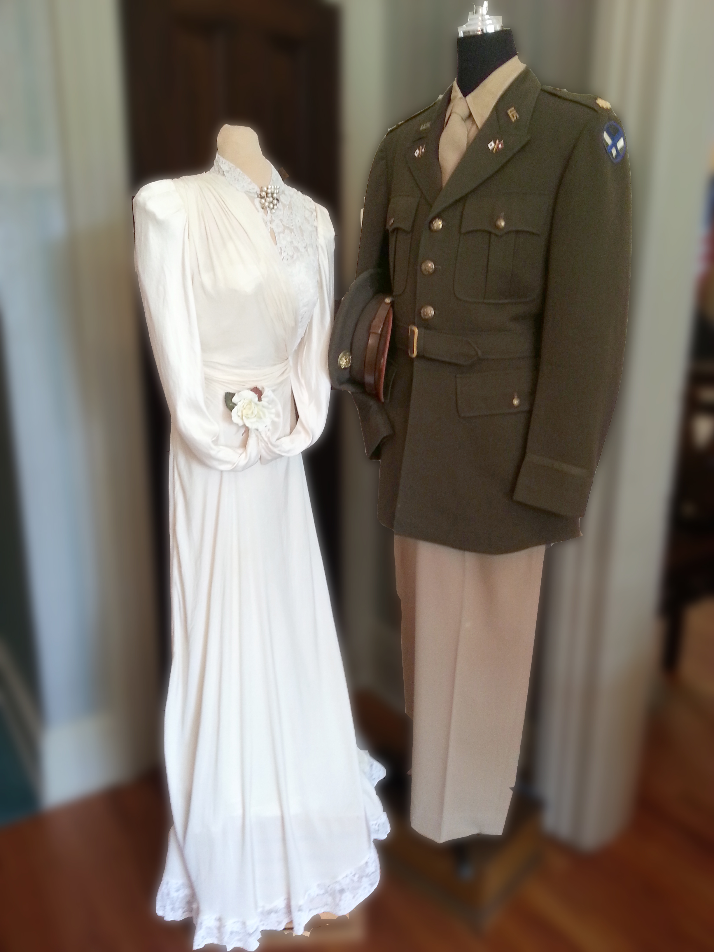 Frank Orr's military uniform & Zoe Orr's wedding dress